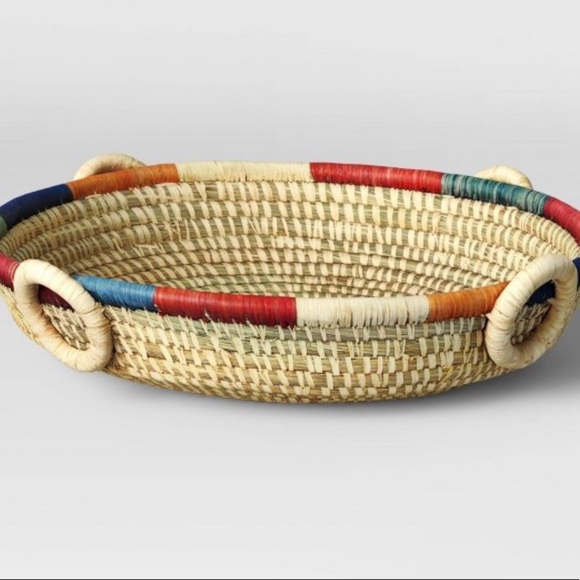 NWT threshold all about Africa woven bowl wicker natural hue multicolored - Picture 5 of 7